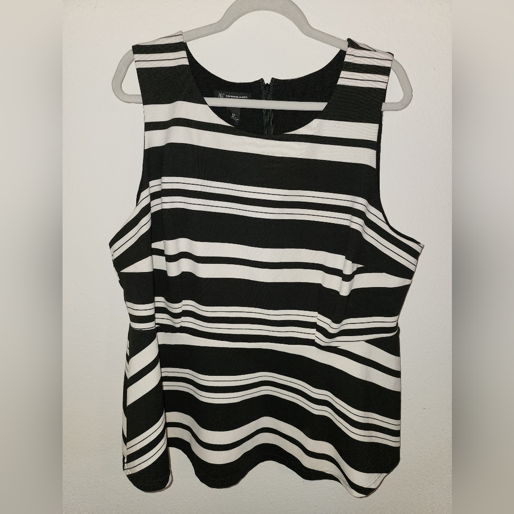 INC INTERNATIONAL CONCEPTS Women's Polyester Rayon Peplum Top Stripe 3x